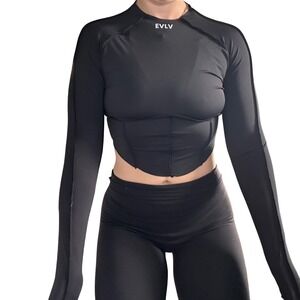 EVLV Black Performance Reversible Crop Top